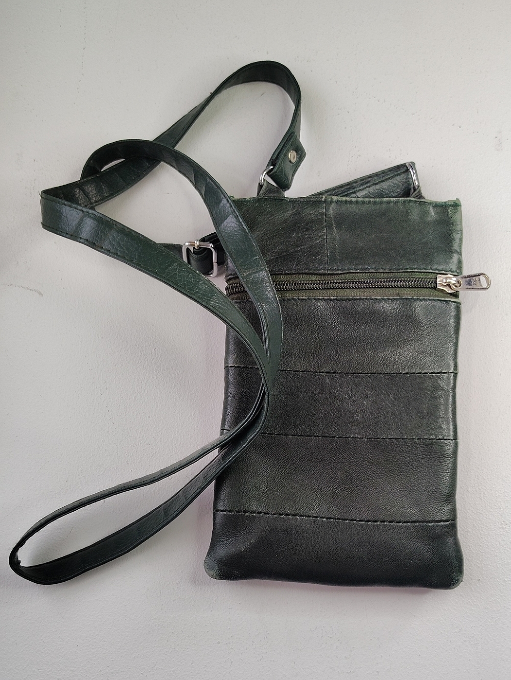 Dark Green Leather Crossbody Bag